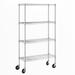 leecrd Wayar 4-Tier Metal Storage Shelf Rack Cart with Casters 36 x 14 x 58 Black