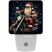 Santa Claus rides a motorcycle LED Square Night Lights - Modern Design Energy Efficient Indoor Lighting for Bedrooms Bathrooms and Hallways - 200 Characters