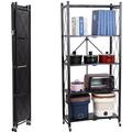 leecrd Shelves 4 Tier Closet Organizers and Storage 4-Shelf Foldable Metal Shelving Units 27.9â€�Wx13.4â€�Dx 7.8â€�H for Garage Kitchen Bakers Collapsible Organizer Rack Heavy Duty on Wheels