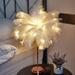 WZHXIN Night Light Feather Table Lamp Bedside Lamp Night Light Battery Operated Led Table Lamp for Bedroom Living Room Party Wedding Centerpiece Christmas Valentine S Day Decor of Clearance Desk Lamp