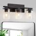 KEERDAO 3 Light Bathroom Light Fixtures Black Vanity Lights Over Mirror Modern Bathroom Vanity Light with Clear Glass Shade and E26 Base Matte Black Vanity Lights for Bathroom