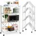 4 Tier Foldable Shelves Storage Shelving with Wheels Metal Shelf Standing Shelves Units for Home Kitchen Living Room Black
