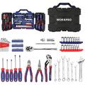 KEERDAO 87 Piece Household Hand Tool Kit General Auto Repair Tool Set with Pliers Screwdrivers Sockets Wrenches and Toolbox Storage Case Mechanic Tool Set for Homeowner Diyer Handyman