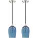 2 Pack 1 Light Hanging Indoor Kitchen Island Pendant Lights 5.1 Hand Blown Black Seeded Ancient Blue Glass Ceiling Light Fixtures Brushed Nickel Finish Modern Farmhouse Dinning Over Sink