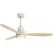 QYANG 52 Inch Ceiling Fan with Lights Modern Wood Ceiling Fan Remote Control Dimmable LED Light 3 Blades Reversible DC Motor forBedroom Living Room Patio with Cover(brushnickle+Wood Color)