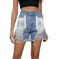 VBARHMQRT Female Bike Shorts Women Tummy Control Pockets Shorts Summer Casual Shorts Mid Waist Short Fashion Streetwear Workwear Denim Short Pants Comfy Shorts Shorts for Women Denim Stretch