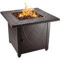 Endless Summer 30 Inch 30 000 BTU LP Gas Outdoor Propane Gas Lava Rock Patio Space Table With Slate Tile Mantel Brown
