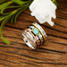 Vintage Turquoise Boho Style Band Ring for Women and Girls - Unique Finger Accessory for a Bohemian Look