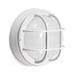 CORAMDEO Outdoor 8 Round LED Nautical Bulkhead Light Flush Mount for Wall or Ceiling Wet Location 75W of Light 900 Lumens 3K White Cast Aluminum with Frosted Glass Lens (C016-830LED-WH)