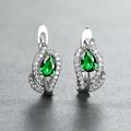 Water Drop Stone Hoop Earrings For Women Luxury Multicolor Zirconia Leaf Crystal Silver Color Wedding Hoop Earrings