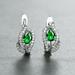Water Drop Stone Hoop Earrings For Women Luxury Multicolor Zirconia Leaf Crystal Silver Color Wedding Hoop Earrings