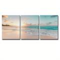 3pcs Ocean Wall Decoration Blue Ocean Sunset Oil Painting Canvas Wall Art Room Decor Home Decor Holiday Decor Festivals Decor Sence Decor Bedroom Decor Living Room Decor Entrance Decor Bac