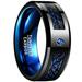 Stunning 8MM Wide Dragon Pattern Blue Carbon Fiber Men s Tungsten Ring - USA Size 7-14
