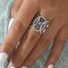 Round Blue Sapphire Silver Engagement Ring Sizable For Women Wedding/ Valentines / Engagement 1pc