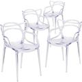 Flash Furniture Clear Contemporary Stackable Arm Chairs (Set of 4)