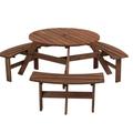 Aukfa 6-Person Outdoor Wood Picnic Table Patio Dining Table w/3 Benches 1720lb Capacity - Brown