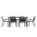 Flash Furniture 7 Piece Commercial Outdoor Patio Dining Set with 60 Glass Patio Table 4 Black Triple Slat Chairs and 2 Black Triple Slat Chairs with Arms