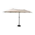 Flash Furniture Commercial Grade 15 FT Triple Head Patio Umbrella with Crank and Tilt Functionality in Tan