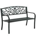 YRLLENSDAN Metal Outdoor Benches Weatherproof Patio Bench Garden Benches Porch Benches Outdoor Park Benches for Outside Green