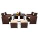 9 Piece Outdoor Patio Furniture Set PE Rattan Wicker Sofa Set with Dining Table