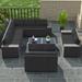 simple Outdoor Patio Furniture Set 12 Pieces Outdoor Furniture All Weather Patio Sectional Sofa PE Wicker Modular Conversation Sets with Coffee Table 10 Chairs & Seat Clips(Dark Blue
