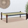 ProudlyIndia Wooden Charpai Wooden Charpai Indian Furniture Handmade Charpai Blue Thread Handwoven Charpai Garden Bench Wooven Bed Khaat Buy Online