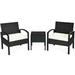 Spaco Wicker Patio Conversation Furniture Set with Removable Cushions and Table for Yard Bistro Porch Balcony