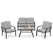 Gymax 4PCS Furniture Set Outdoor Conversation Sofa w/ Tempered Glass Coffee Table Patio