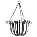 Qumonin Metal Hanging Planter Basket Round Wire Plant Holder with Chain (Black)
