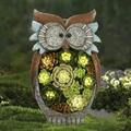 Garden Decoration Animal Statue Solar Powered Resin Owl Solar Light Animal Figurine Light Lamp Owl Outdoor Ornaments for Courtyard Lawn Entrance Christmas Gift H27 x D16 cm-KoleZy