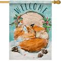 Welcome Winter Snowman Garden Flag Double Sided Snowy Pine Trees Decorative House Yard Couch Coffee Outdoor Small Flag Christmas Holiday Farmhouse Seasonal Decor Home Outside Decoration 12x18