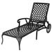 Adjustable Recliner Patio Chaise Lounge Cast Aluminum Outdoor w/ 2 Wheels Black