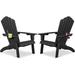 Cecarol Plastic Adirondack Chairs Set of 2 Outdoor Fire Pit Chair with Cup Holder Adirondack Patio Chair Weather Resistant for Outside Porch Lawn Garden- AC01S Black
