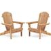 Set of 2 Outdoor Wooden Folding Adirondack Chair Backrest Pre-Assembled Solid Wood Lounge Patio Chair for Garden Backyard Fire Pit