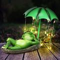 Lzvxtym Frog Garden Decor Solar Frog and Umbrella Statues Waterproof Resin LED Frog Sculpture Cute Frog Sculpture Lights