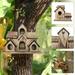 Fimeskey Bird Feeders Bird House Bird House For Outside Hummingbird House With 6 Hole Bluebirds Finchs Hanging Big Birdhouse Nesting Box Birdhouse For Backyard/Courtyard/Patio Decor Home & Garden