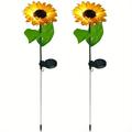 2pcs Sunflower Solar Garden Light Outdoor Landscape Lighting LED Decorative Light Sunflower Garden Villa Garden Outdoor Waterproof Floor Light Lawn For Garden Powerful Night Light For Gardens Ba