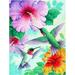 Welcome Friends Birds Flowers Butterfly Double Sided Garden Yard Flag 12 x 18 Summer Spring Flowers Daisy Hummingbirds Decorative Garden Flag Banner for Outdoor Home Decor Party