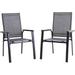 durable 7 PCS Patio Dining Set with 6 Aluminum Sling Chair (Wooden Armrest) and 1 Metal Top Table Outdoor Furniture for 6