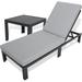 NICESOUL Aluminum Patio Lounge Chaise Chair with Coffee Table Aluminum Recliner with Water-Resistant Cushions for Outdoor Poolish Deck