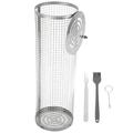 2024 BBQ Net Tube Food Grade Stainless Steel High Temperature Resistant Prevents Stick Reusable BBQ Grill Round Basket 8.3in