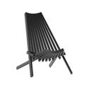 Emma + Oliver Duhram Black Folding Chair for Indoor/Outdoor Use with Acacia Wood Low Profile Lounge Construction Ideal for Sunroom Backyard or Patio