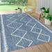 Derya Tribal Diamond Trellis Blue/Ivory 5 ft. x 8 ft. Indoor/Outdoor Area Rug