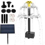 Solar Bird Bath Fountain DIY Solar Fountain Pump Kit with 6 Nozzles 3-Tier Decorative Solar Water Fountain Pump Eco-Friendly Solar Birdbath Pump Bird Bath Water Fountain for Bird Bath Gardens Ponds