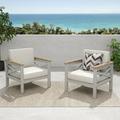 Set of 2 Acacia Wood Outdoor Lounge Chair