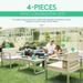 4 Piece Aluminum Patio Outdoor Sofa Set With Cushions Coffee Table Loveseat And 2 Single Sofas Beige