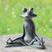 Home Cast Aluminum Contented Yoga Frog Garden Sculpture 12 Inches High