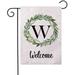 HGUAN Welcome Decorative Garden Flags with Letter W/Olive Wreath Double Sided House Yard Patio Outdoor Garden Flags Small Garden Flag 12x18 Inch