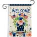 4th of July Welcome Garden Flag Mason Jar Floral Patriotic 12x18 Double Sided Burlap USA Flags Memorial Day Independence Day Yard Outdoor Decor