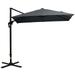 8Ft Cantilever Patio Umbrella Square Outdoor Offset Umbrella With 360Â° Rotation Aluminum Hanging Umbrella With 3-Position Tilt Crank & Cross Base For Garden Dark Gray